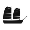 Isolated object of ship and vietnamese sign. Set of ship and boat stock vector illustration.