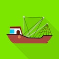 Vector illustration of ship and water icon. Set of ship and fishery stock vector illustration.