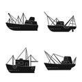 Vector illustration of shipping and yacht symbol. Set of shipping and fishing stock symbol for web.