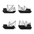 Isolated object of shipping and yacht symbol. Collection of shipping and fishing vector icon for stock.