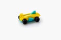 Isolated object of a small plastic racing car for children on a white background space for text Royalty Free Stock Photo