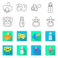 Isolated object of soother and pacifier logo. Set of soother and care vector icon for stock. Royalty Free Stock Photo