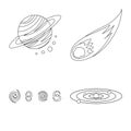 Vector illustration of space and galaxy sign. Set of space and travels vector icon for stock.