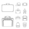 Vector illustration of suitcase and baggage sign. Collection of suitcase and journey stock vector illustration. Royalty Free Stock Photo