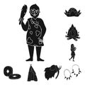 Vector illustration of survival and primeval logo. Set of survival and stone stock vector illustration. Royalty Free Stock Photo