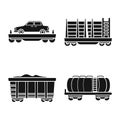 Vector illustration of transport and railroad icon. Collection of transport and railway stock symbol for web. Royalty Free Stock Photo