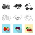 Vector illustration of vegetable and fruit sign. Collection of vegetable and vegetarian vector icon for stock. Royalty Free Stock Photo