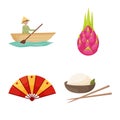 Isolated object of vietnam and tourism sign. Set of vietnam and travel vector icon for stock. Royalty Free Stock Photo