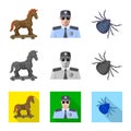 Vector illustration of virus and secure icon. Set of virus and cyber stock vector illustration. Royalty Free Stock Photo