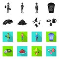 Vector illustration of waste and garbage symbol. Set of waste and reuse vector icon for stock. Royalty Free Stock Photo