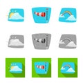 Vector illustration of weather and climate icon. Set of weather and cloud stock symbol for web. Royalty Free Stock Photo