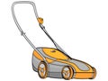 Isolated object on white background. Electro machine, lawn mower. We remove the grass. raster