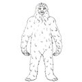 Isolated object on white background point. raster Nepal, Yeti, Abominable Snowman. Color comic book style imitation big