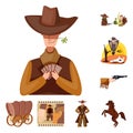 Isolated object of wild and west logo. Collection of wild and american vector icon for stock. Royalty Free Stock Photo