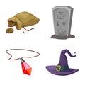 Isolated object of witchcraft and magic sign. Collection of witchcraft and game vector icon for stock. Royalty Free Stock Photo