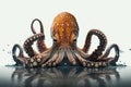 Isolated octopus, white background. Generative AI Royalty Free Stock Photo