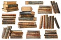 Isolated old books in piles and stacks Royalty Free Stock Photo