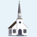 Isolated old church on white background. Religious building. Vector illustration Royalty Free Stock Photo