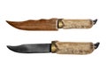 Isolated hunting knife with fur