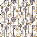 Isolated old key illustration element. Watercolor background illustration set. Seamless background pattern. Royalty Free Stock Photo