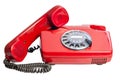 Isolated old style red phone off the hook on white Royalty Free Stock Photo