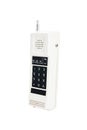 isolated Old white telephone with extendable antenna