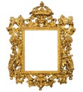 Isolated old antique picture frame on white background Royalty Free Stock Photo