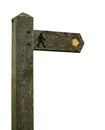 Isolated old wooden roadsign