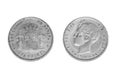 Isolated one silver peseta coin of 1900