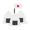 Isolated onigiri with a flag