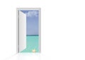 Isolated open door to beach