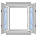 Isolated open golden window frame vector