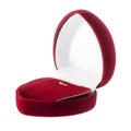 Isolated open red velvet box in the form of heart for jewelry Royalty Free Stock Photo