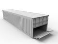 Isolated opened freight shipping container