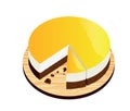 Isolated Orange Chocolate Cake on Wooden Plate, Vector Illustration