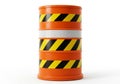 Isolated orange construction barrel on a white background Royalty Free Stock Photo