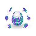 Isolated orange jigsaw egg easter egg Royalty Free Stock Photo