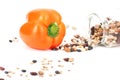 Isolated orange pepper and cooking bean
