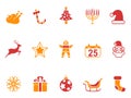 Orange and red color Christmas icons set Royalty Free Stock Photo