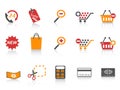 Orange red color series shopping icons set Royalty Free Stock Photo