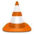 An isolated orange traffic cone - 3d image