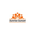 Isolated orange vector sunrise sunset logo. Summer sun logotype.