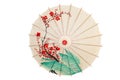 Isolated oriental umbrella with red flowers Royalty Free Stock Photo