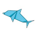 Isolated origami dolphin Abstract paper animal Vector