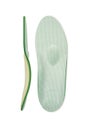 Isolated orthopedic insole on a white background. Treatment and prevention of flat feet and foot diseases. Foot care, comfort