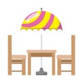 Isolated outdoor wooden table with umbrella icon Vector
