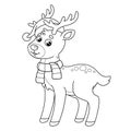 Outline Christmas reindeer for kids coloring page Royalty Free Stock Photo