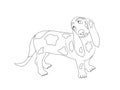 Isolated Outline Cute Basset Hound Dog Character