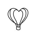 Isolated outline heart balloon logo. Vector aerostate love icon