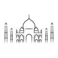 Isolated outline of a taj mahal landmark Vector